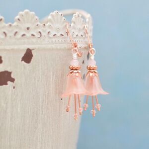Pink Day Lily Flower Earrings
